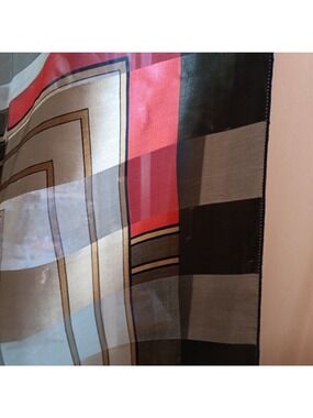 Vintage Huge Korean Geometric Silk Scarf Multicolor Vintage Design Bold Stripes